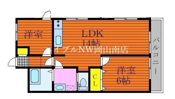 岡山駅 バス25分  新福下車：停歩4分 3階の物件間取画像